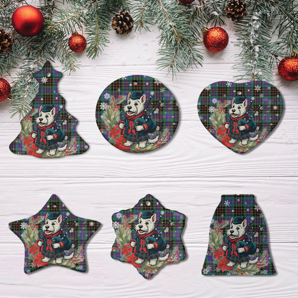 Scottish Brodie Hunting Modern Tartan Ceramic Ornament Cute Scottish Terrier Dog