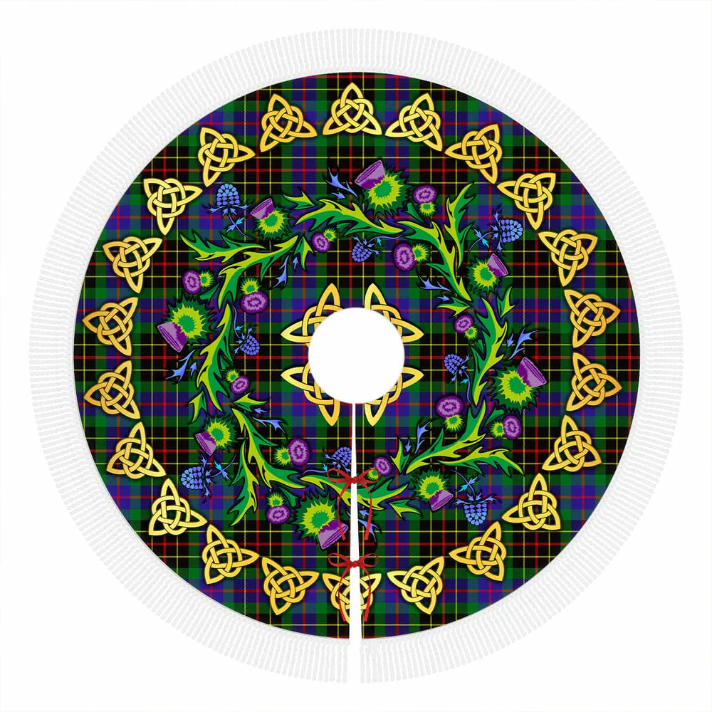 Scottish Brodie Hunting Modern Tartan Thistle Celtic Knot Christmas Tree Skirt - Image 4