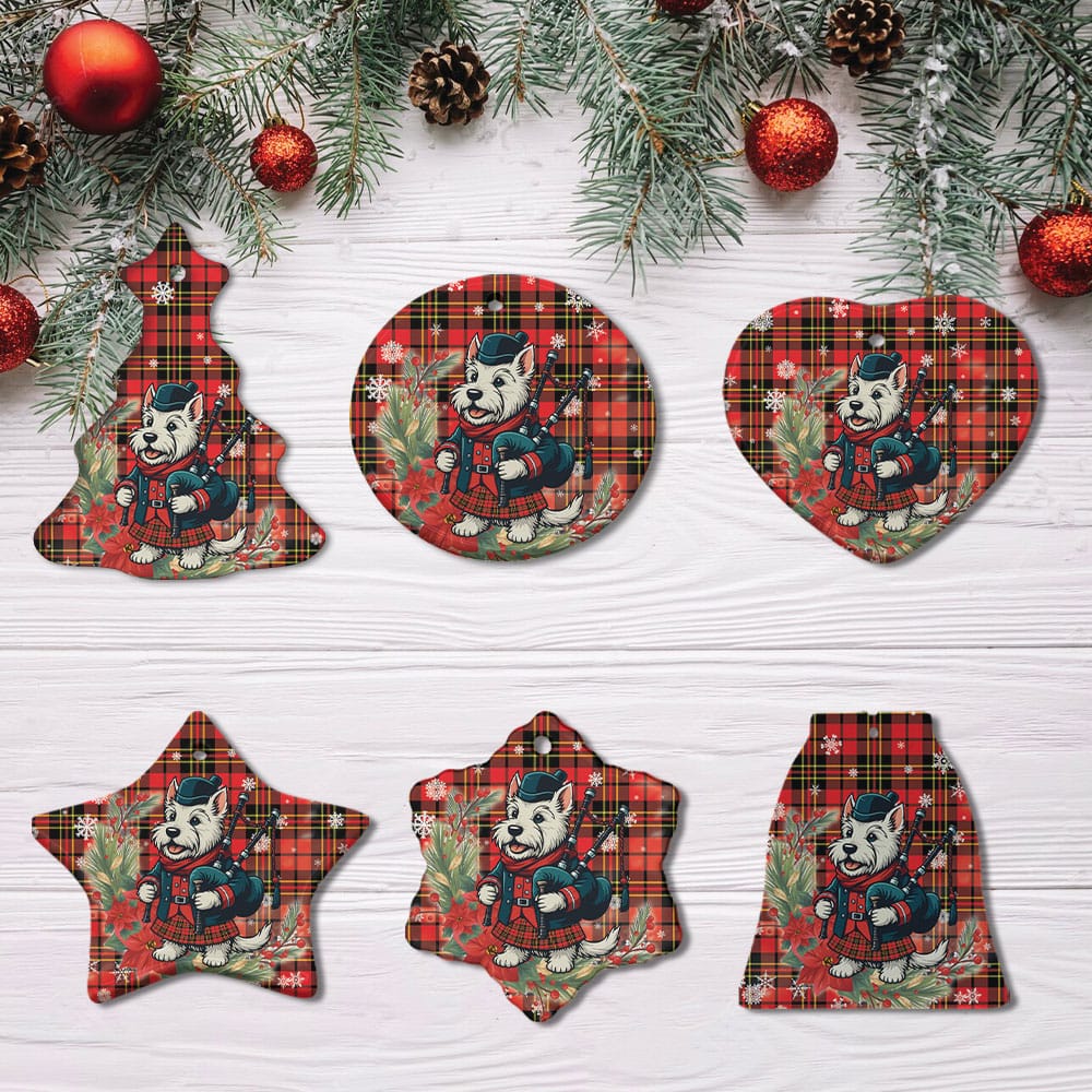 Scottish Brodie Modern Tartan Ceramic Ornament Cute Scottish Terrier Dog