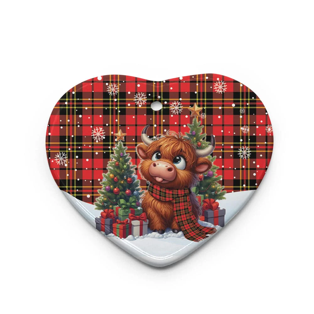 Scottish Brodie Modern Tartan Ceramic Ornament Cute Highland Cow Christmas - Image 3