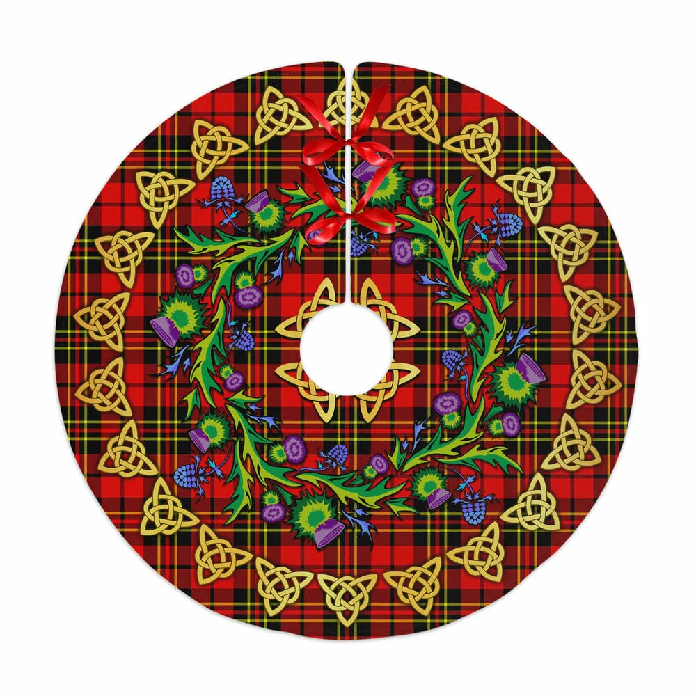Scottish Brodie Modern Tartan Thistle Celtic Knot Christmas Tree Skirt