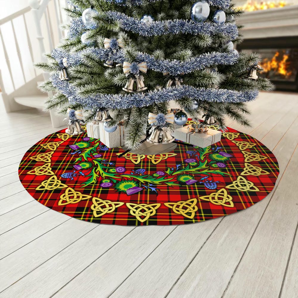 Scottish Brodie Modern Tartan Thistle Celtic Knot Christmas Tree Skirt - Image 3