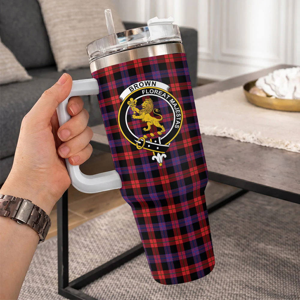 Scottish Brown Modern Clan Badge Tartan 40oz Tumbler - Image 10