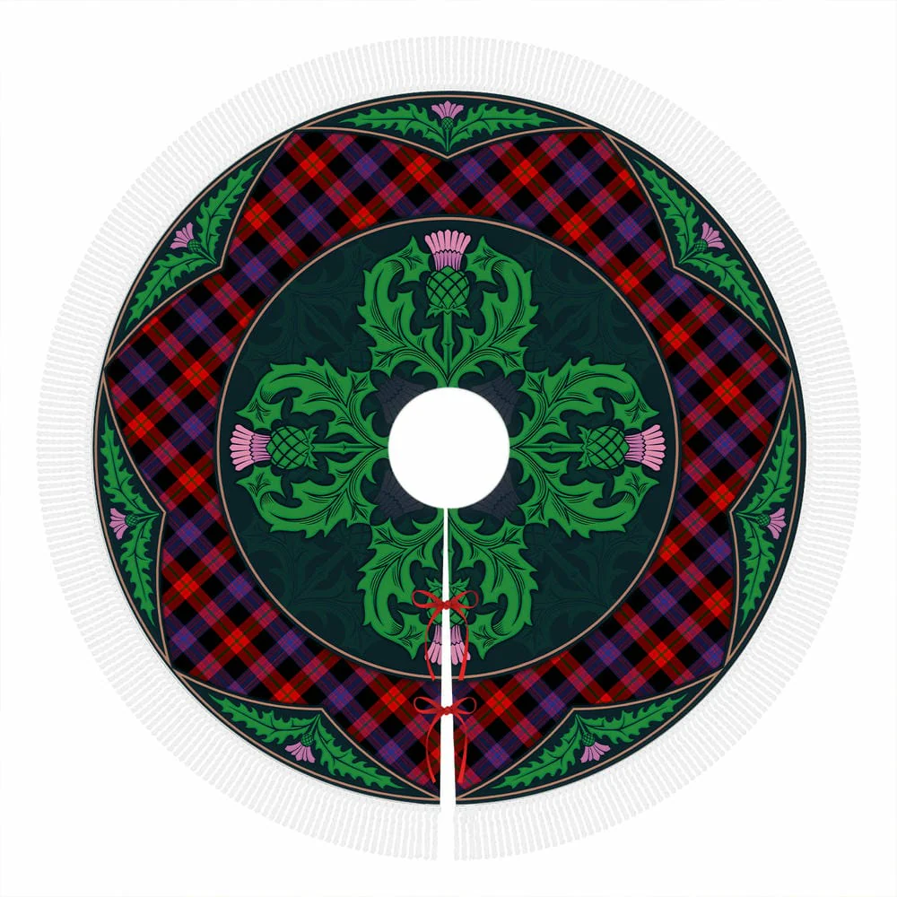 Scottish Brown Modern Tartan Christmas Tree Skirt Old Scottish Thistle Flower - Image 4