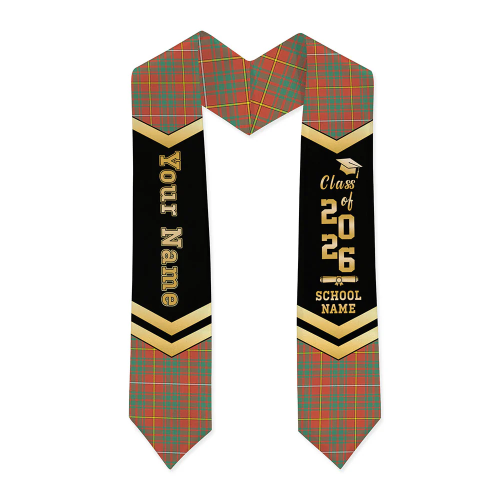 Scottish Bruce Ancient Clan Badge Tartan Graduation Stole Black Gold Honor - Image 3