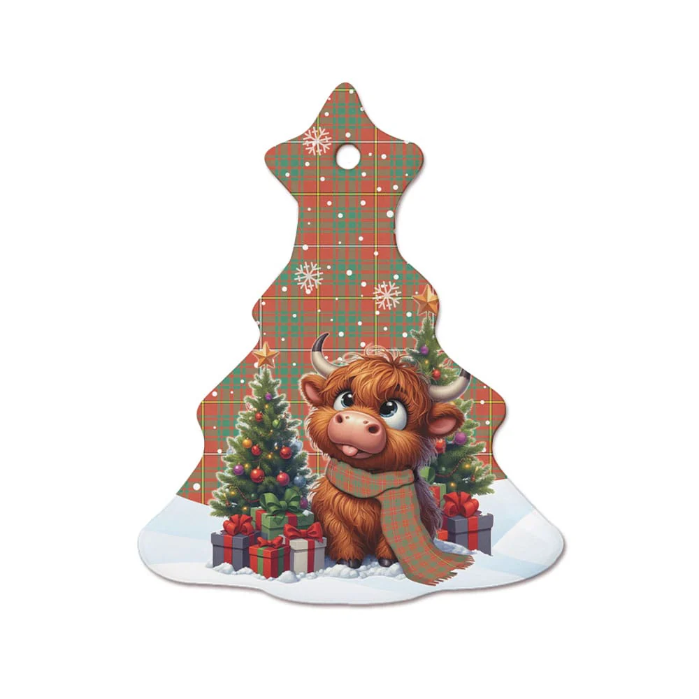 Scottish Bruce Ancient Tartan Ceramic Ornament Cute Highland Cow Christmas - Image 7