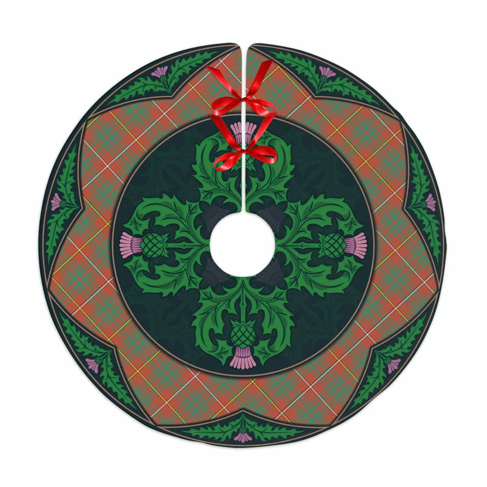 Scottish Bruce Ancient Tartan Christmas Tree Skirt Old Scottish Thistle Flower