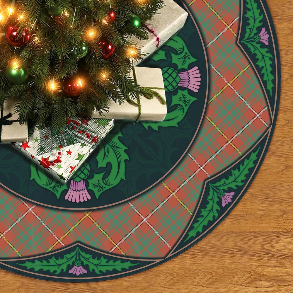 Scottish Bruce Ancient Tartan Christmas Tree Skirt Old Scottish Thistle Flower - Image 2