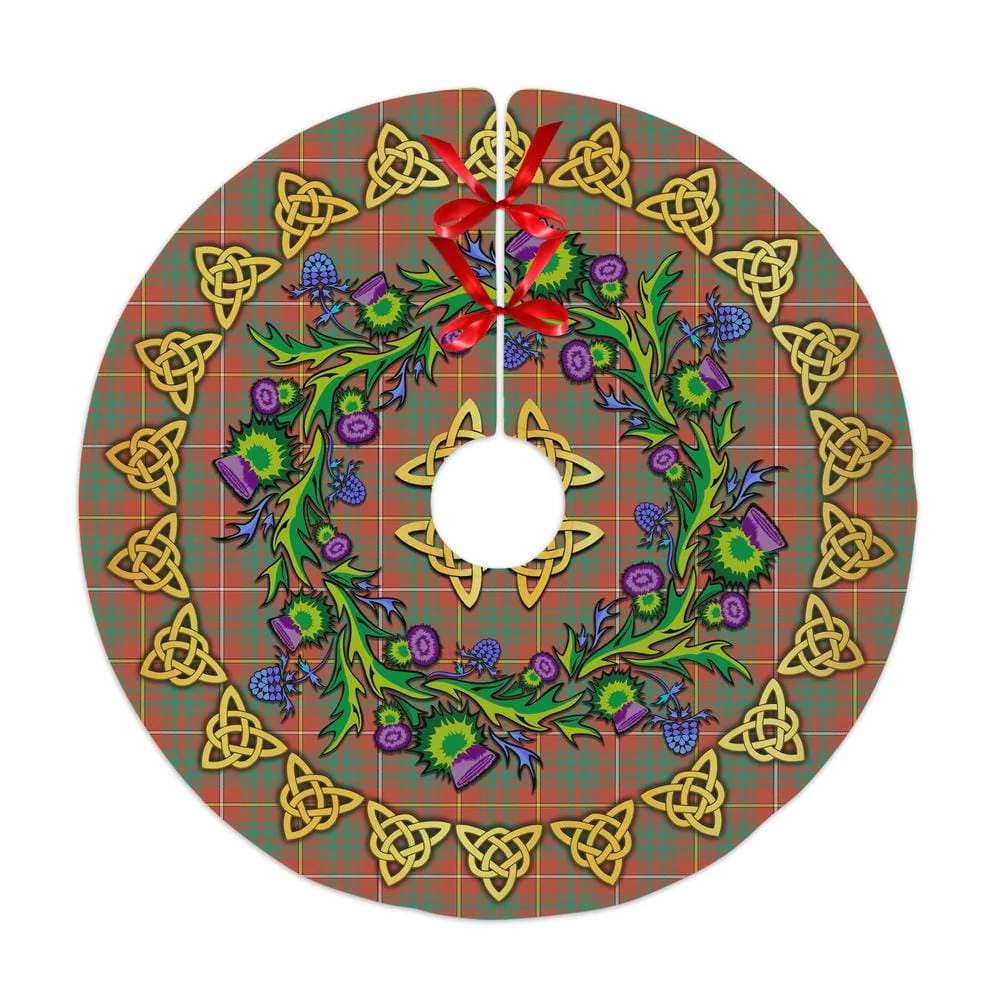 Scottish Bruce Ancient Tartan Thistle Celtic Knot Christmas Tree Skirt