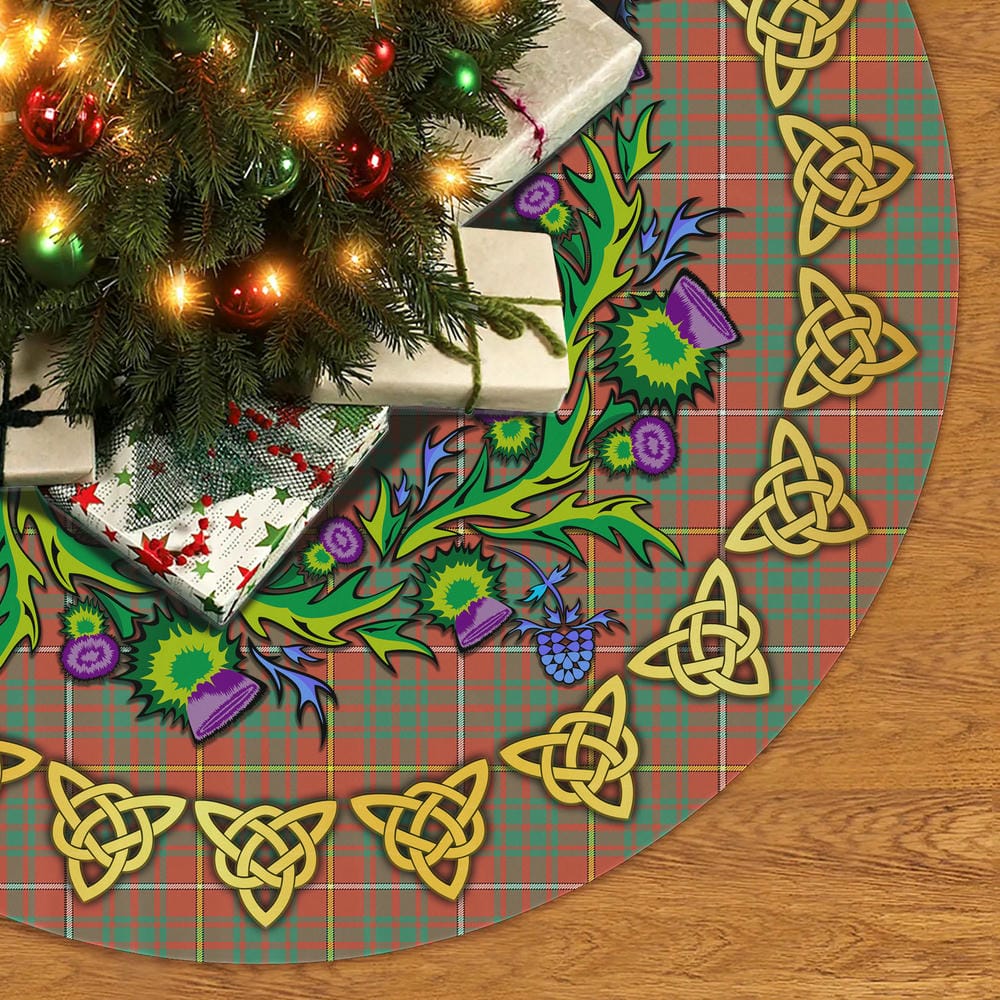 Scottish Bruce Ancient Tartan Thistle Celtic Knot Christmas Tree Skirt - Image 2