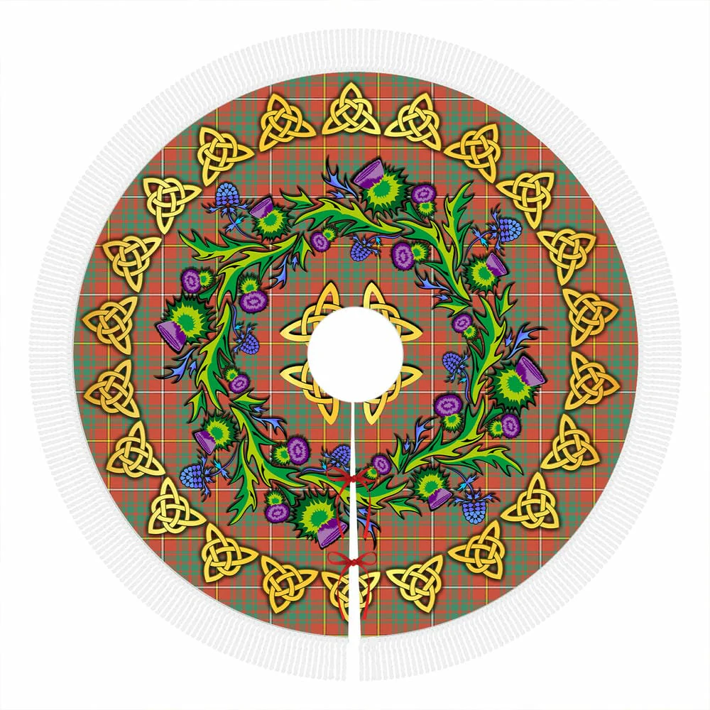 Scottish Bruce Ancient Tartan Thistle Celtic Knot Christmas Tree Skirt - Image 4