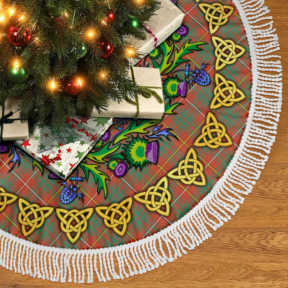 Scottish Bruce Ancient Tartan Thistle Celtic Knot Christmas Tree Skirt - Image 5