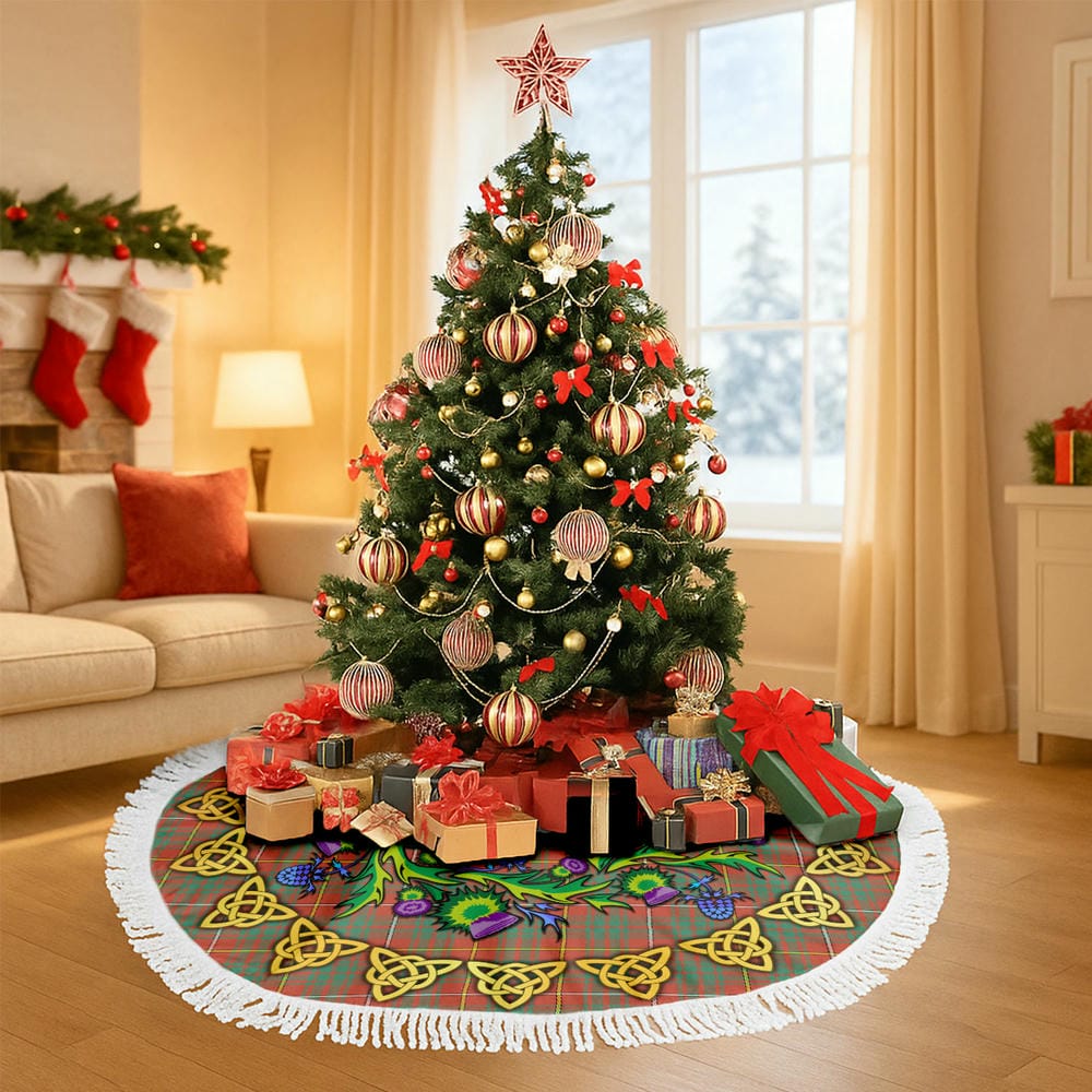Scottish Bruce Ancient Tartan Thistle Celtic Knot Christmas Tree Skirt - Image 6