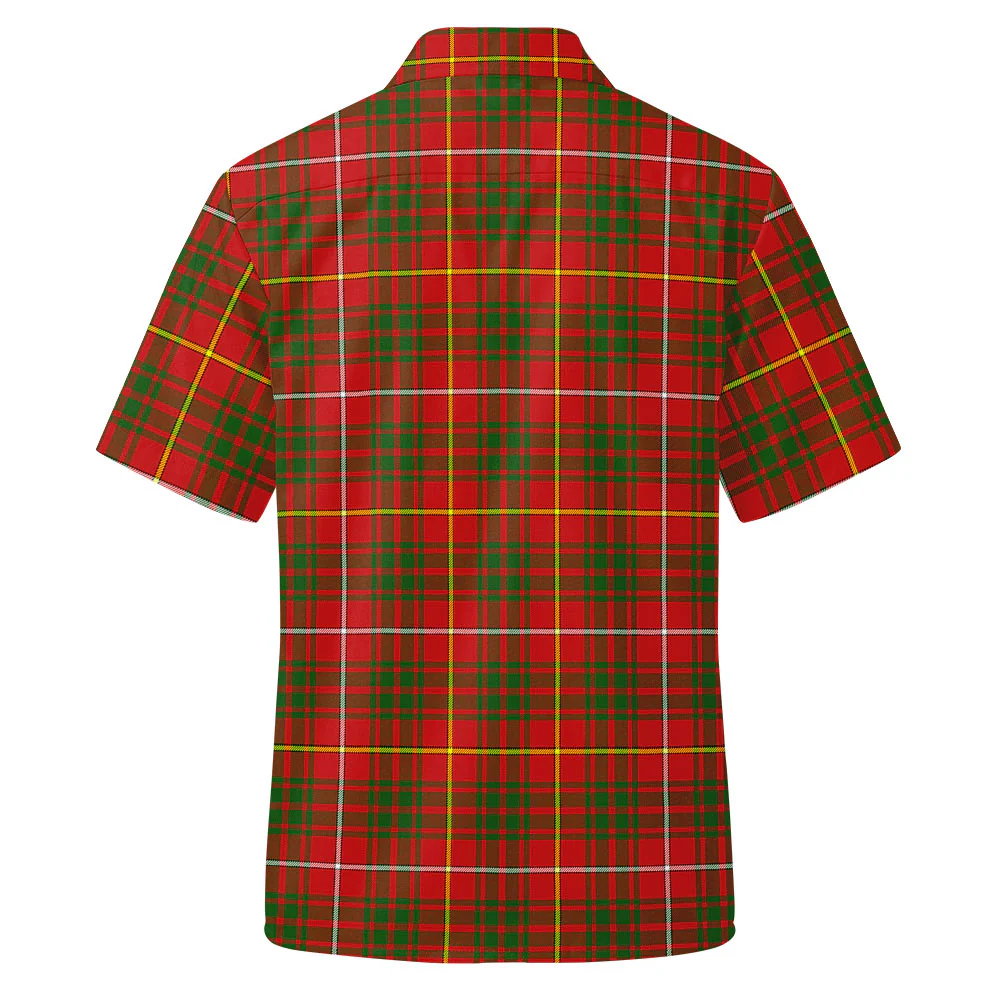 Scottish Bruce Modern Clan Badge Tartan Short Sleeve Work Shirt - Image 3
