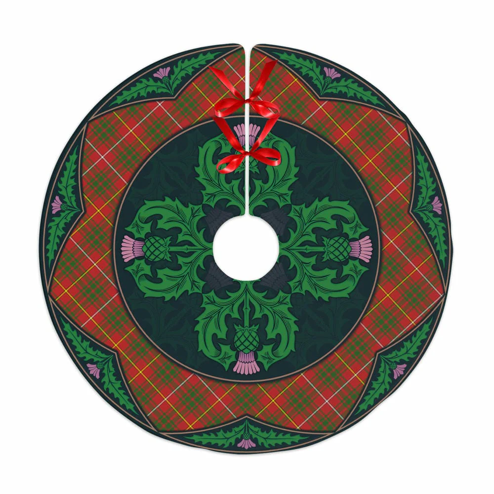 Scottish Bruce Modern Tartan Christmas Tree Skirt Old Scottish Thistle Flower