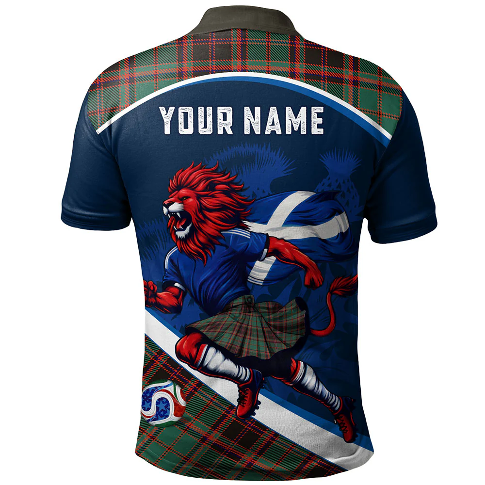 Scottish Buchan Ancient Clan Badge Tartan Polo Shirt Scotland Lion Brave Highland Spirit - Image 2