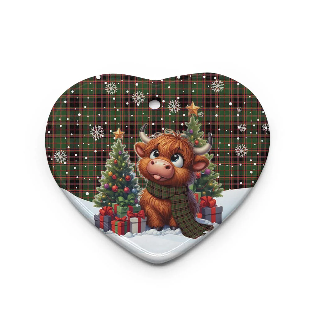 Scottish Buchan Modern Tartan Ceramic Ornament Cute Highland Cow Christmas - Image 3