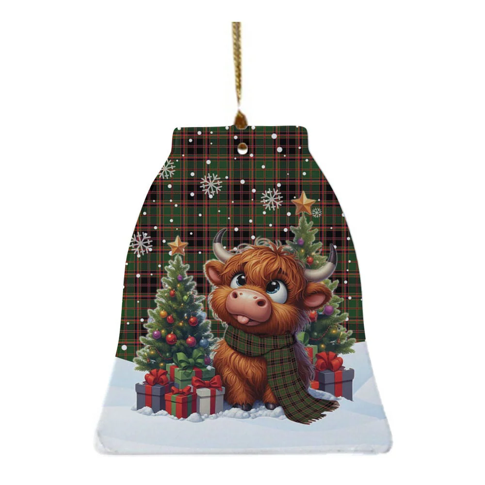 Scottish Buchan Modern Tartan Ceramic Ornament Cute Highland Cow Christmas - Image 4