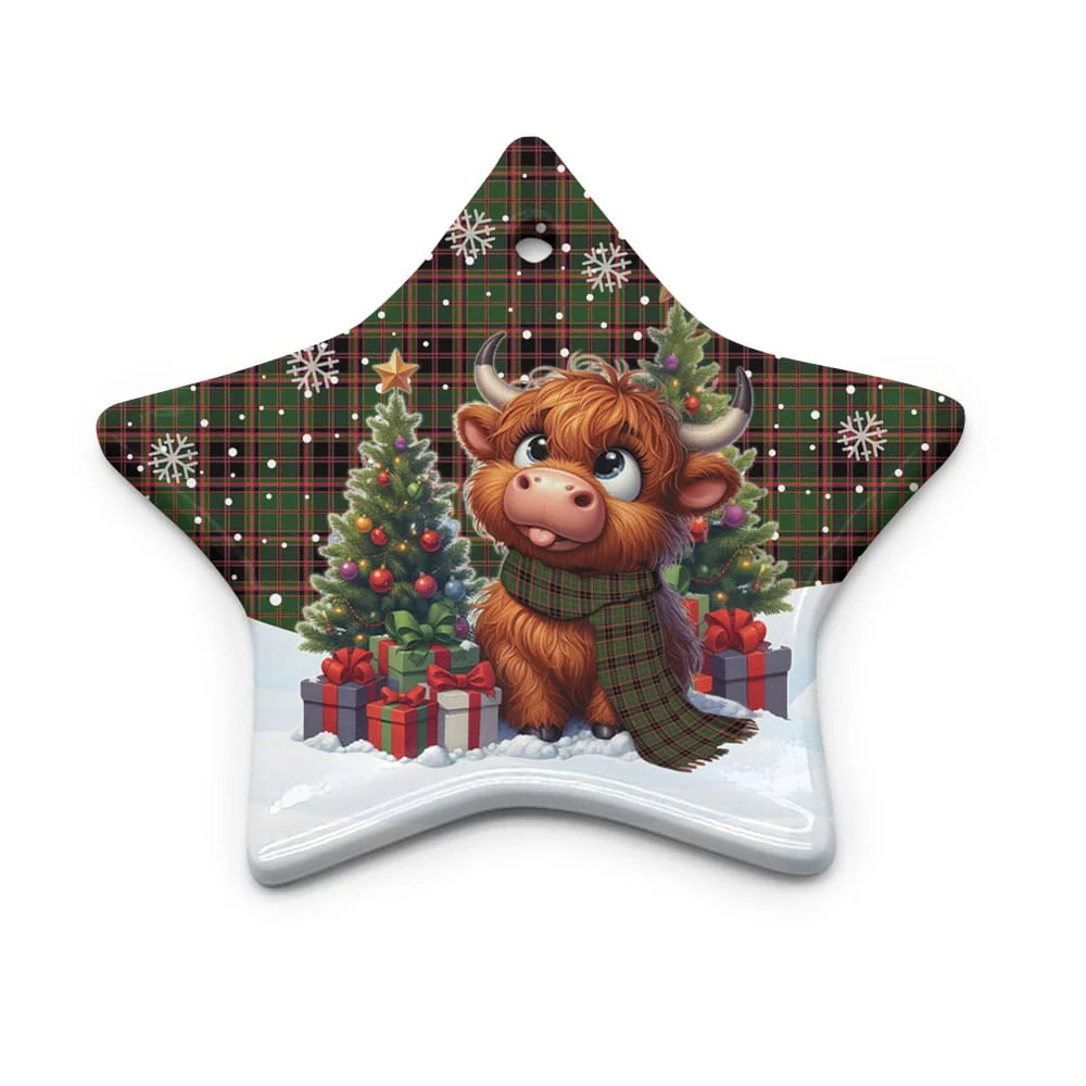 Scottish Buchan Modern Tartan Ceramic Ornament Cute Highland Cow Christmas - Image 5