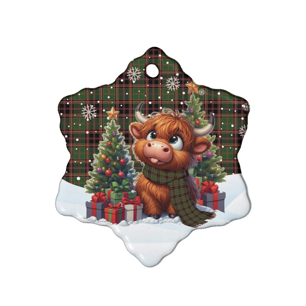 Scottish Buchan Modern Tartan Ceramic Ornament Cute Highland Cow Christmas - Image 6