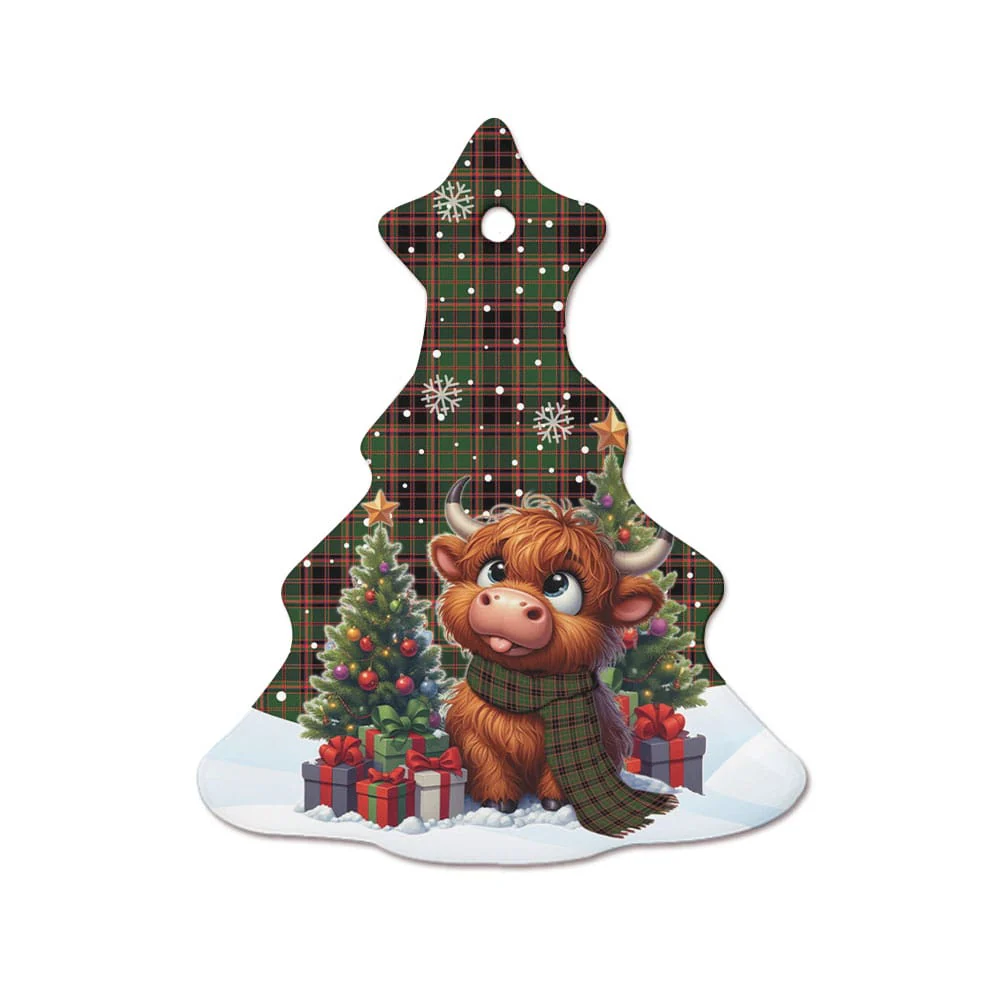 Scottish Buchan Modern Tartan Ceramic Ornament Cute Highland Cow Christmas - Image 7