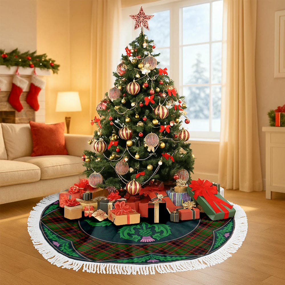 Scottish Buchan Modern Tartan Christmas Tree Skirt Old Scottish Thistle Flower - Image 6