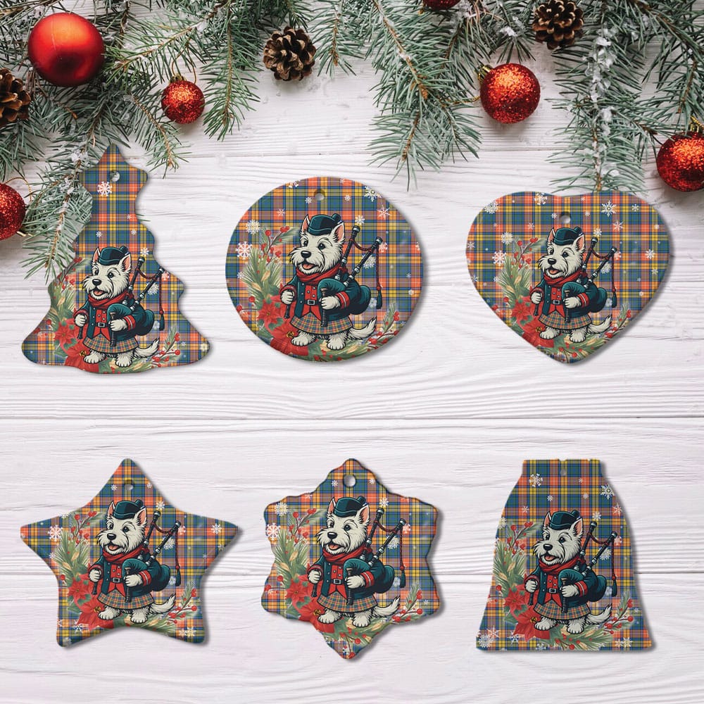 Scottish Buchanan Ancient Tartan Ceramic Ornament Cute Scottish Terrier Dog