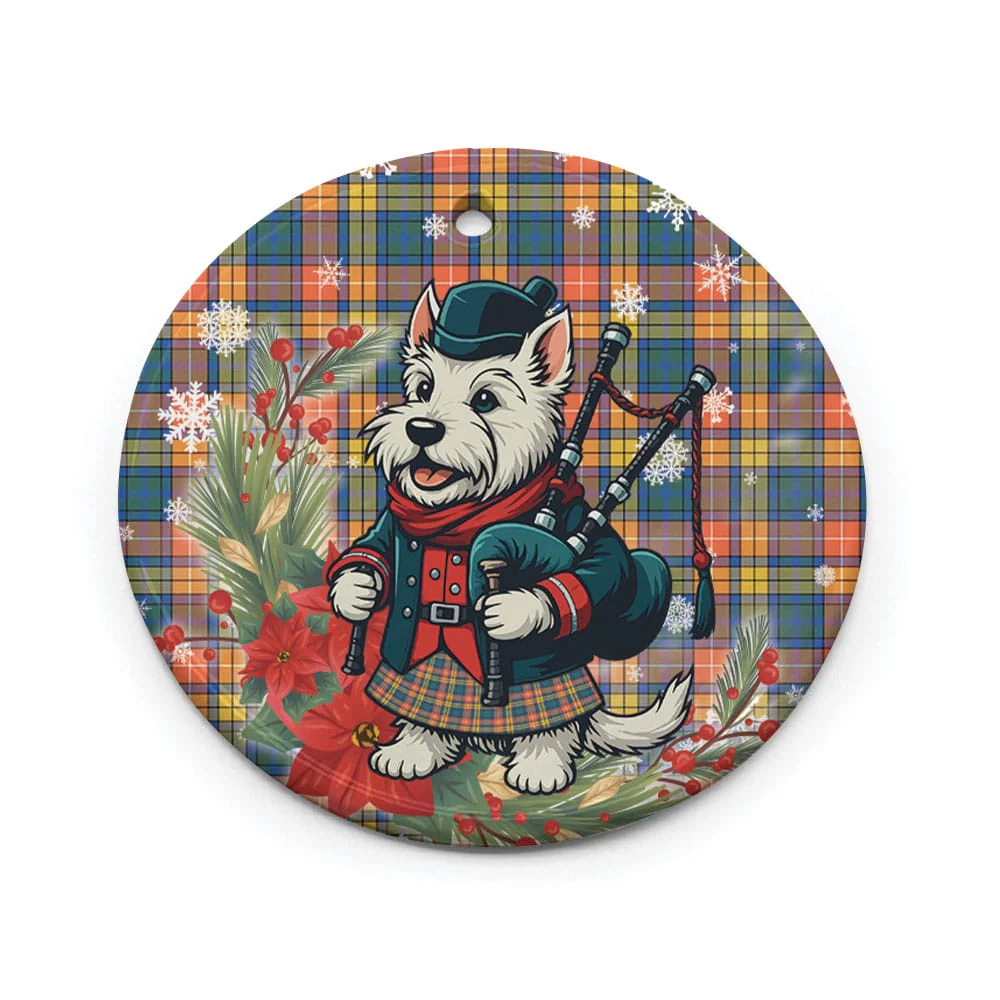 Scottish Buchanan Ancient Tartan Ceramic Ornament Cute Scottish Terrier Dog - Image 2