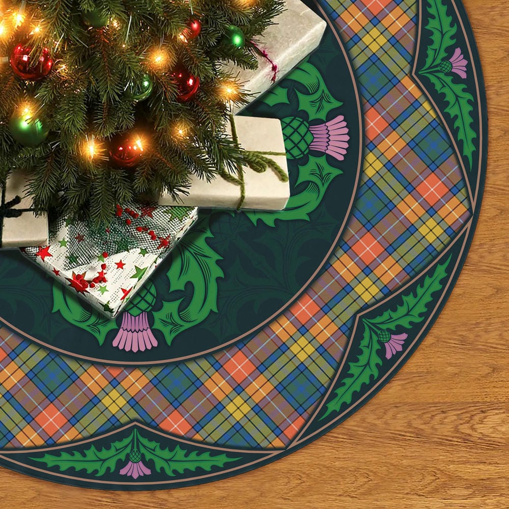 Scottish Buchanan Ancient Tartan Christmas Tree Skirt Old Scottish Thistle Flower - Image 2