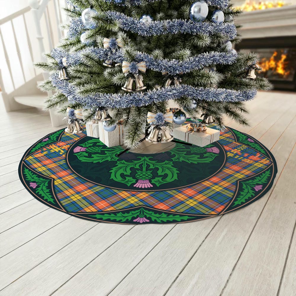 Scottish Buchanan Ancient Tartan Christmas Tree Skirt Old Scottish Thistle Flower - Image 3