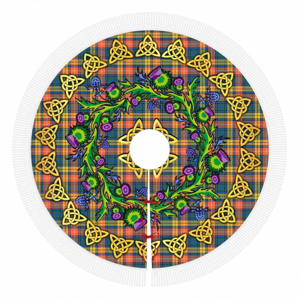 Scottish Buchanan Ancient Tartan Thistle Celtic Knot Christmas Tree Skirt - Image 4