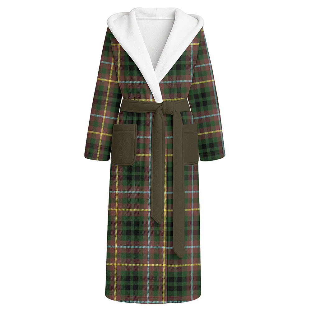 Scottish Buchanan Hunting Clan Badge Tartan Flannel Hooded Bathrobe