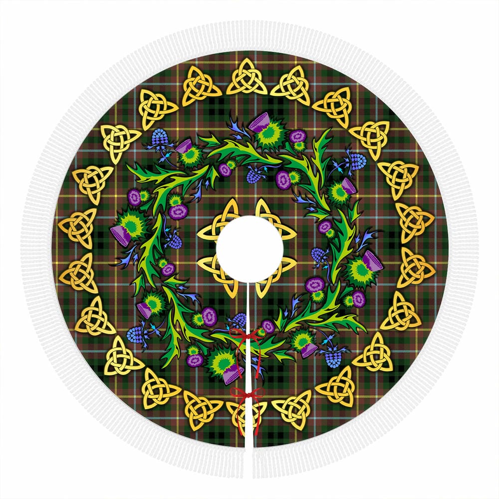 Scottish Buchanan Hunting Tartan Thistle Celtic Knot Christmas Tree Skirt - Image 4