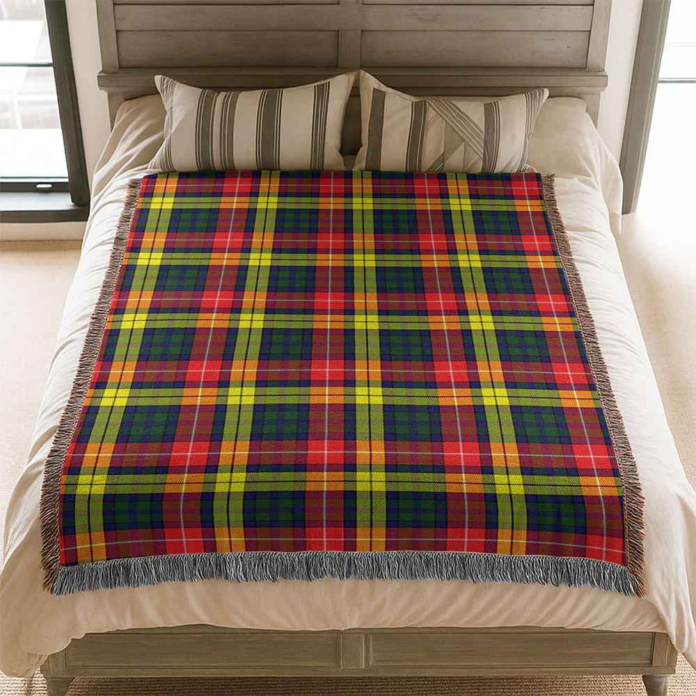 Scottish Buchanan Modern Clan Badge Tartan Woven Blanket - Image 3
