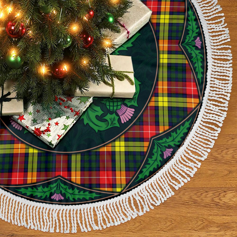 Scottish Buchanan Modern Tartan Christmas Tree Skirt Old Scottish Thistle Flower - Image 5