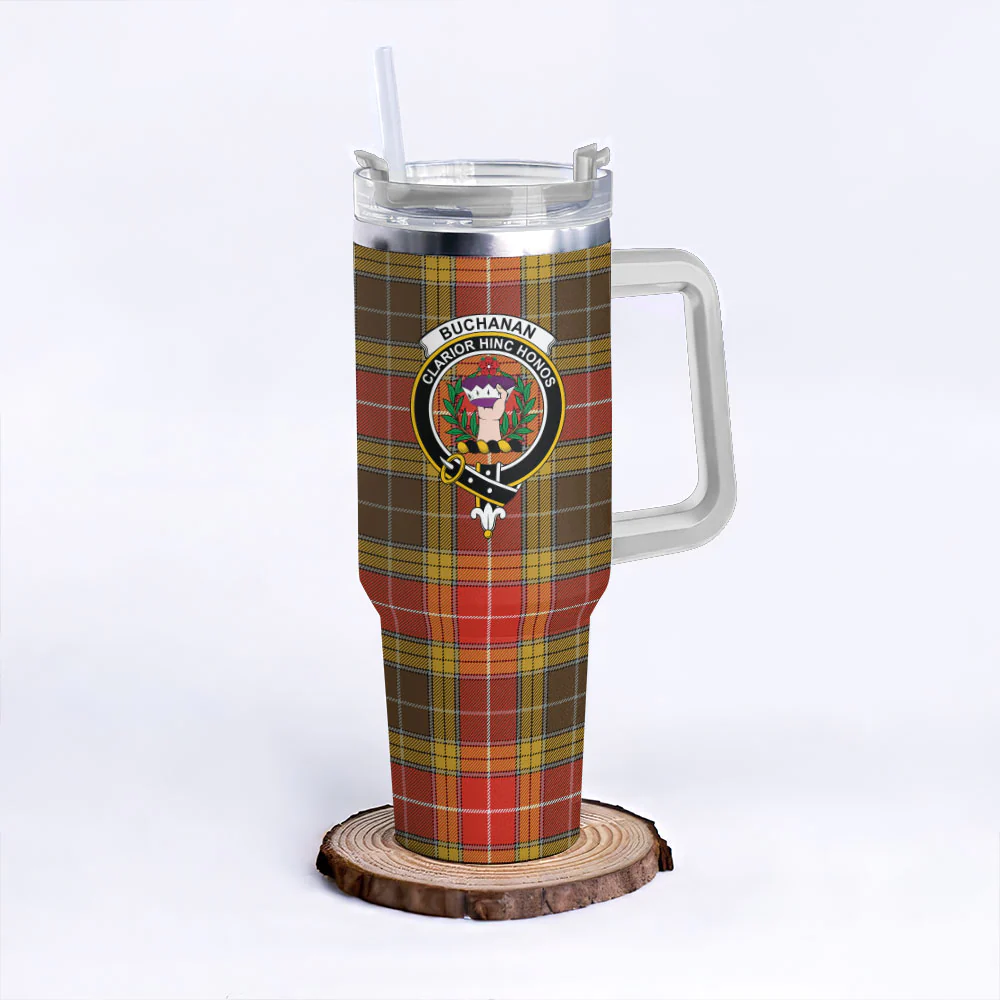 Scottish Buchanan Old Set Weathered Clan Badge Tartan 40oz Tumbler