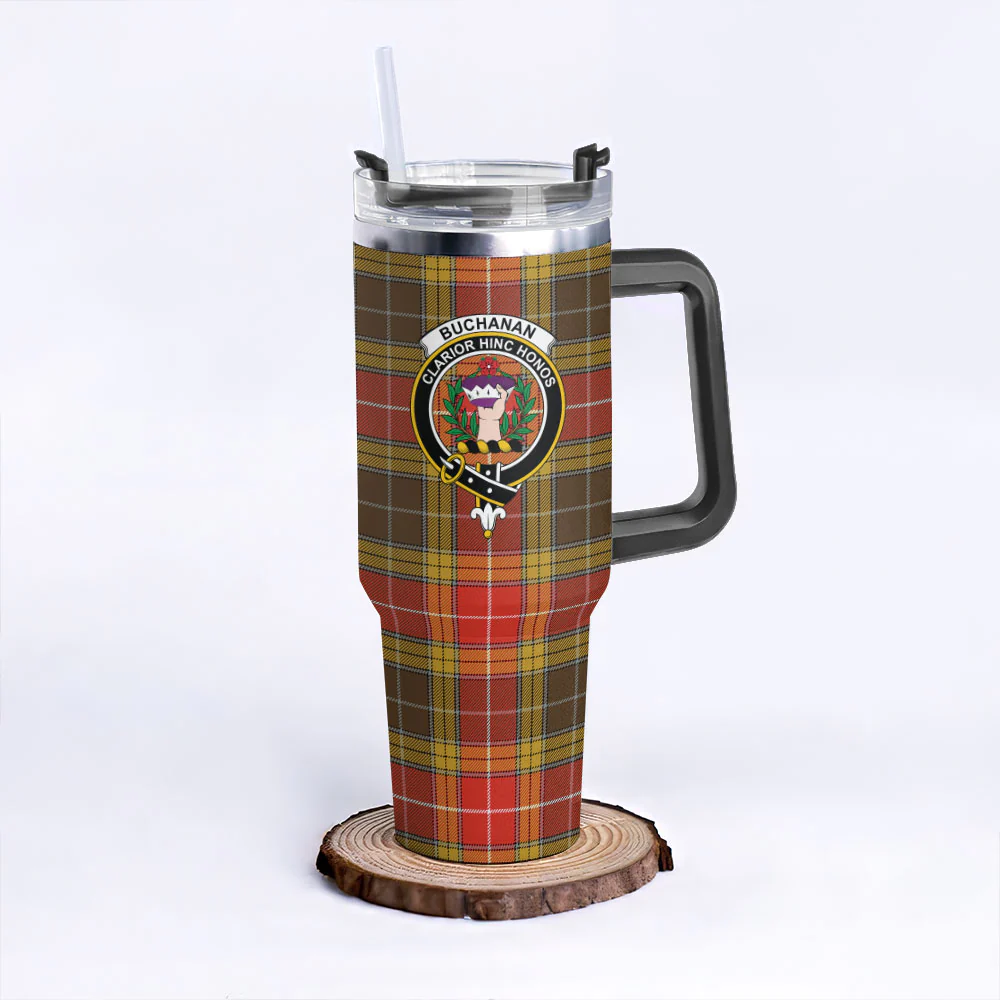 Scottish Buchanan Old Set Weathered Clan Badge Tartan 40oz Tumbler - Image 3