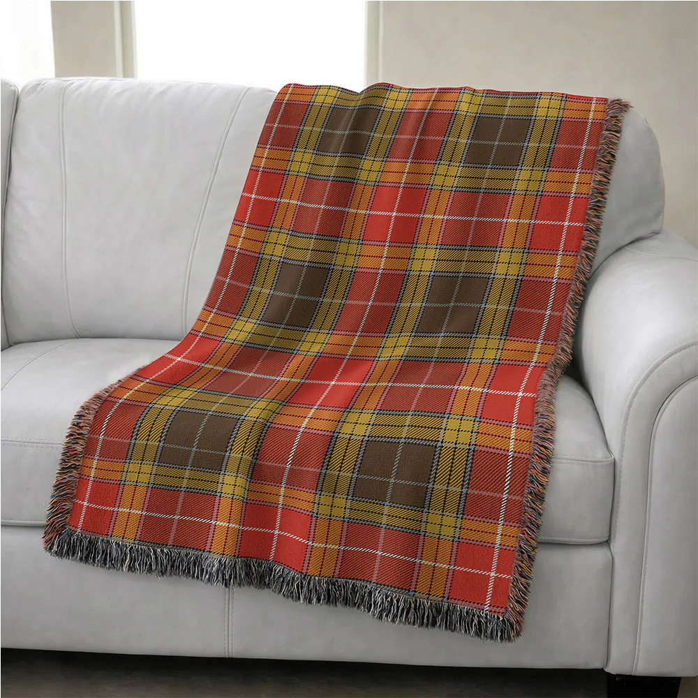 Scottish Buchanan Old Set Weathered Clan Badge Tartan Woven Blanket - Image 4