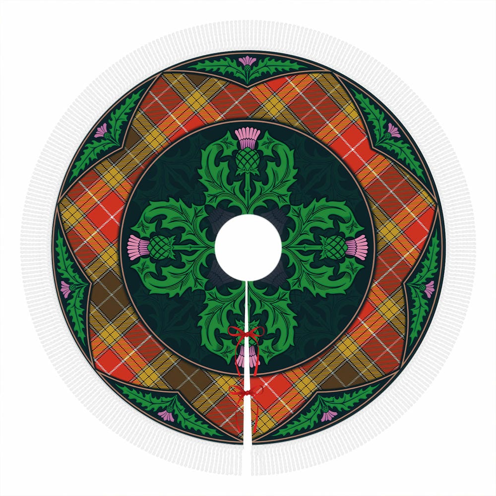 Scottish Buchanan Old Set Weathered Tartan Christmas Tree Skirt Old Scottish Thistle Flower - Image 4