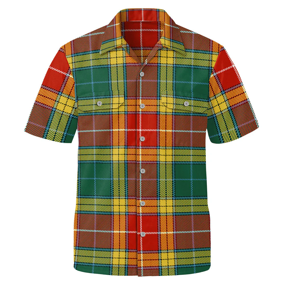 Scottish Buchanan Old Sett Clan Badge Tartan Short Sleeve Work Shirt