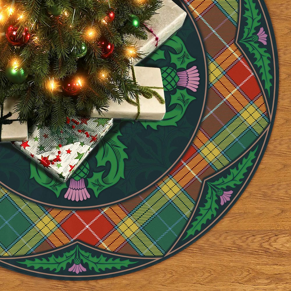 Scottish Buchanan Old Sett Tartan Christmas Tree Skirt Old Scottish Thistle Flower - Image 2
