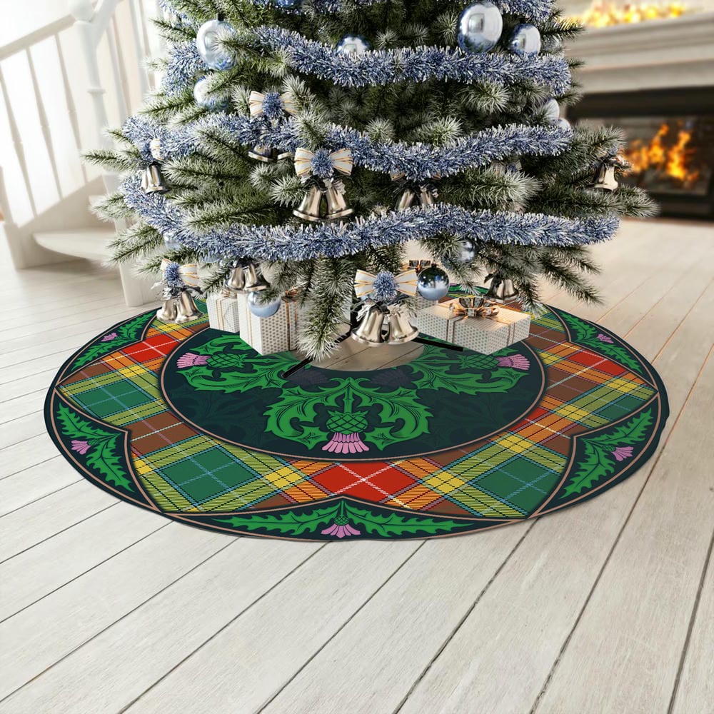 Scottish Buchanan Old Sett Tartan Christmas Tree Skirt Old Scottish Thistle Flower - Image 3