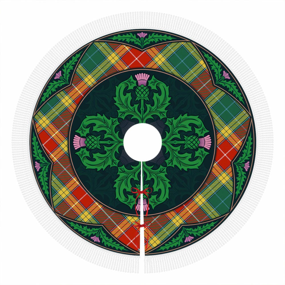 Scottish Buchanan Old Sett Tartan Christmas Tree Skirt Old Scottish Thistle Flower - Image 4