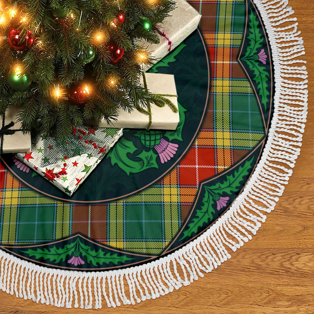Scottish Buchanan Old Sett Tartan Christmas Tree Skirt Old Scottish Thistle Flower - Image 5