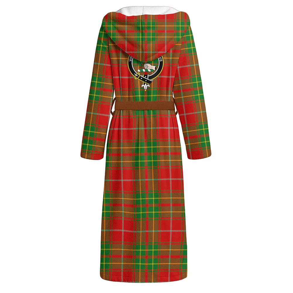 Scottish Burnett Ancient Clan Badge Tartan Flannel Hooded Bathrobe - Image 3