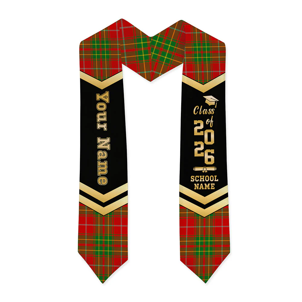 Scottish Burnett Ancient Clan Badge Tartan Graduation Stole Black Gold Honor - Image 3