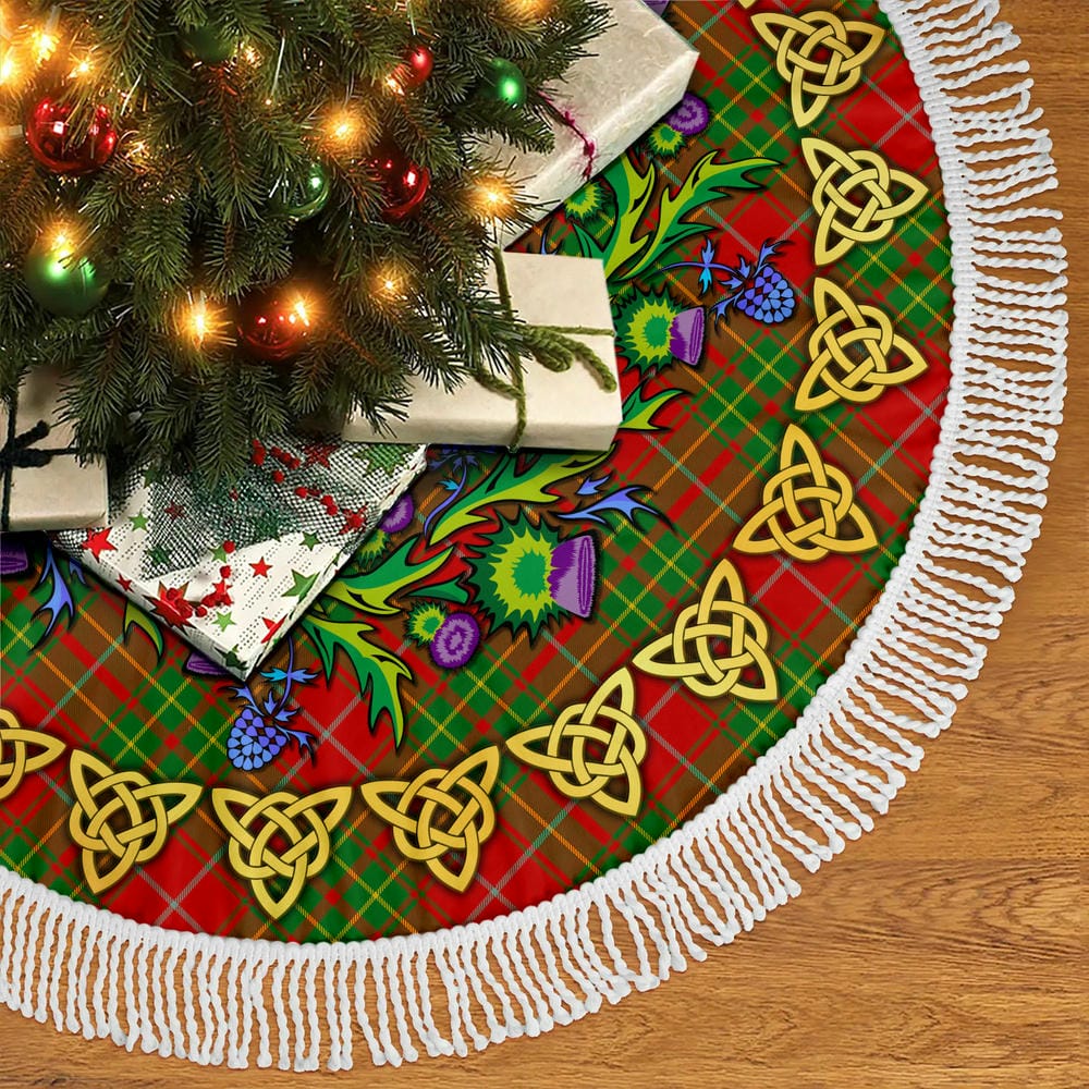 Scottish Burnett Ancient Tartan Thistle Celtic Knot Christmas Tree Skirt - Image 5