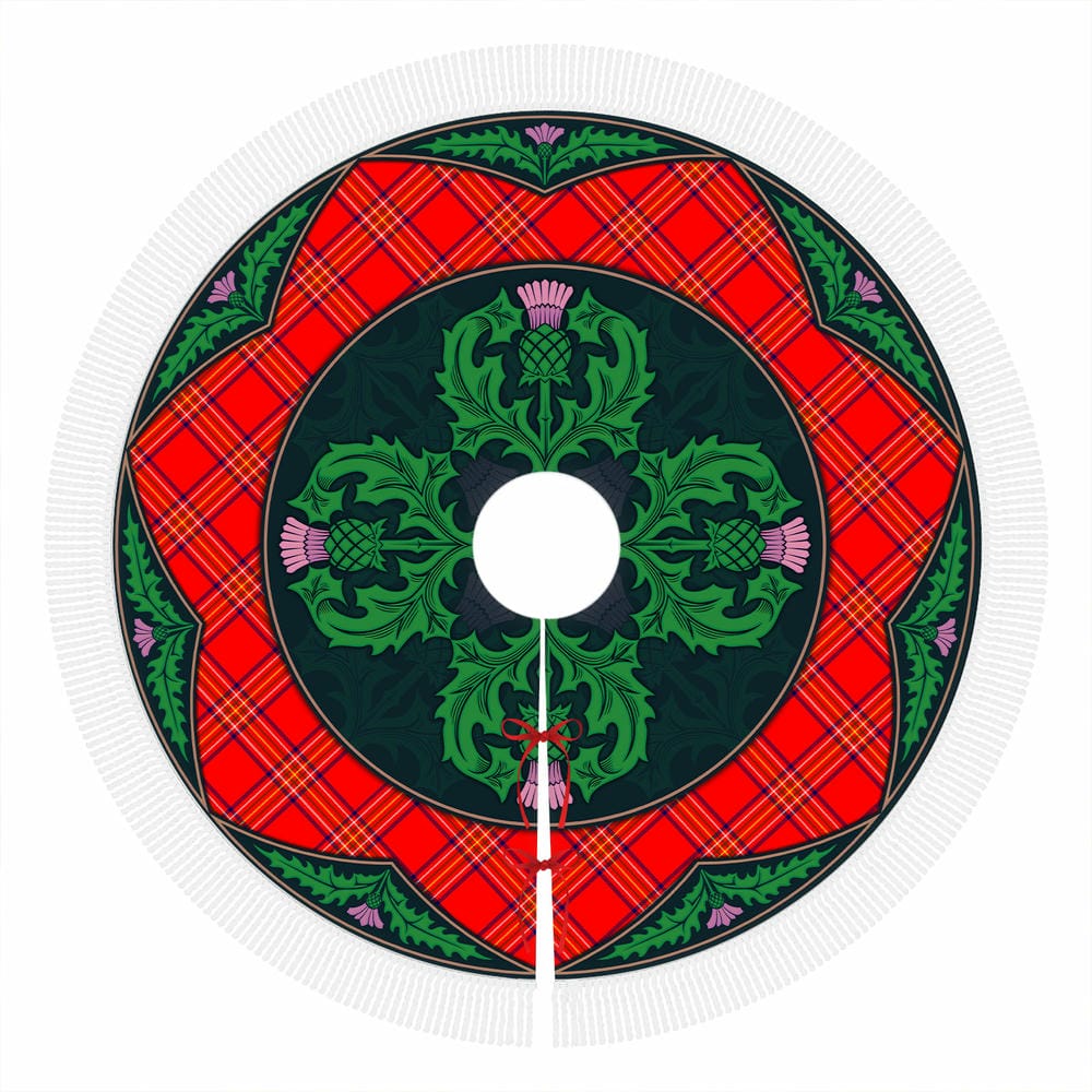 Scottish Burnett Modern Tartan Christmas Tree Skirt Old Scottish Thistle Flower - Image 4