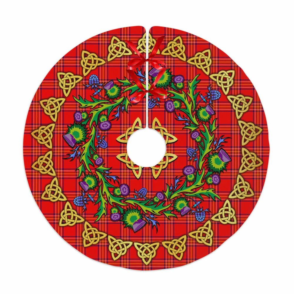 Scottish Burnett Modern Tartan Thistle Celtic Knot Christmas Tree Skirt