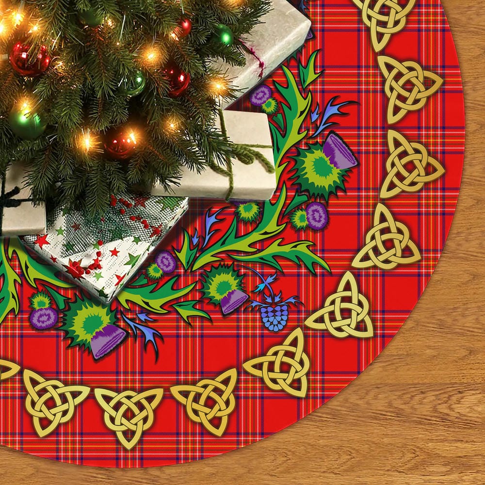 Scottish Burnett Modern Tartan Thistle Celtic Knot Christmas Tree Skirt - Image 2